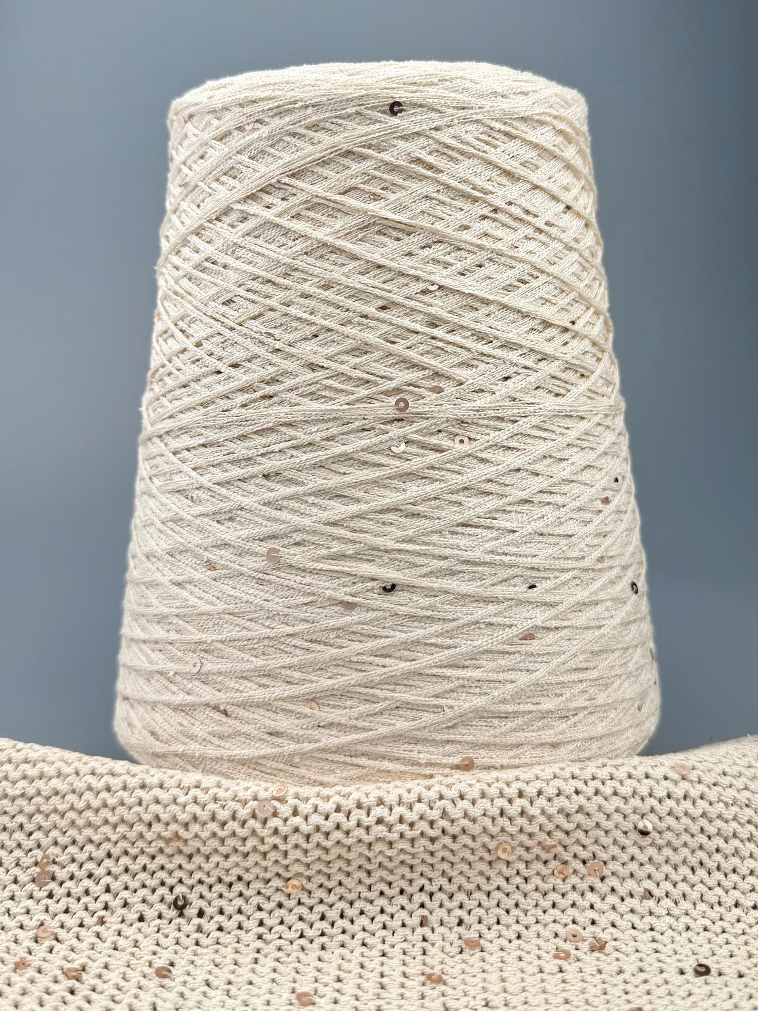 G&G Filati Nuvola – Fil en soie avec paillettes 310m/100g Crème photo 2